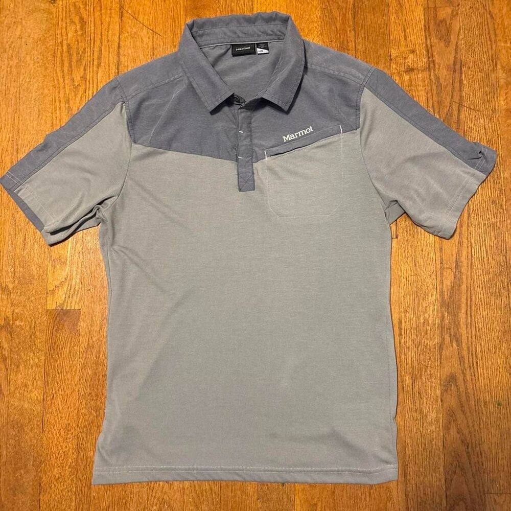 Marmot Men's Blue and Grey Polo-shirts